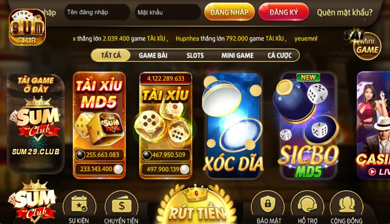 Khám phá các sảnh game hấp dẫn tại cổng game Sumclub