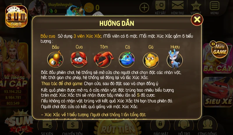 Luật chơi game bầu cua Sumclub cơ bản