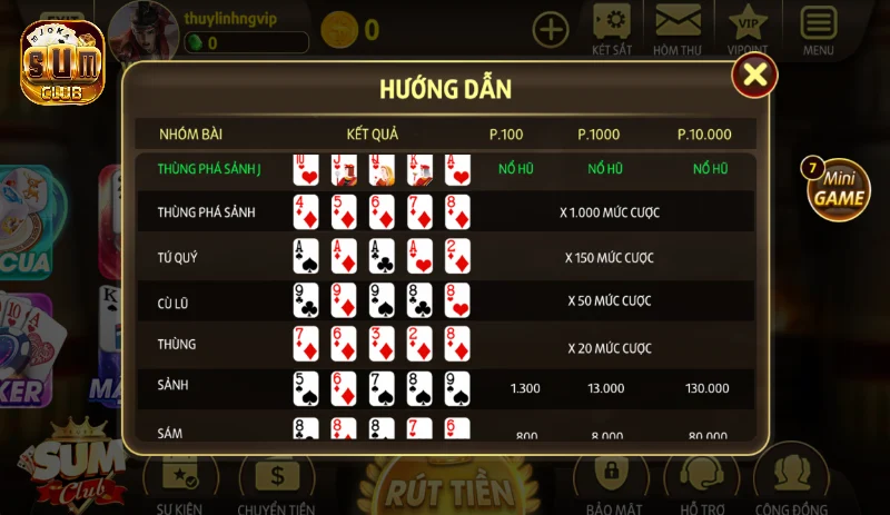 Cách chơi cơ bản mini poker Sumclub