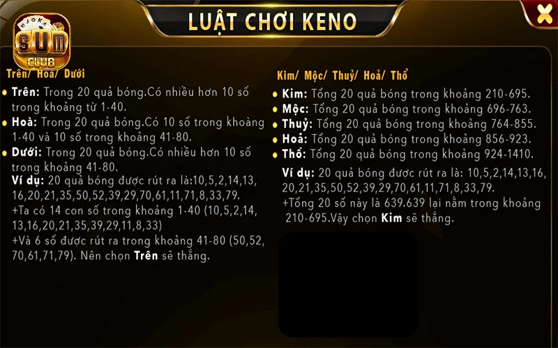 Update cách chơi Keno Sumclub siêu cơ bản