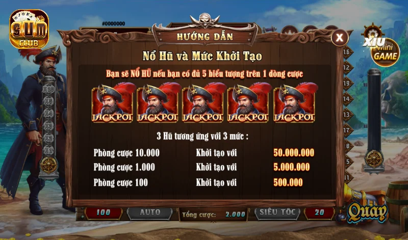 Quy định luật chơi và trả thưởng slot Kho Báu Hải Tặc Sumclub