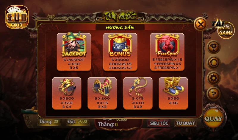 Các quy tắc quan trọng trong slot Khởi nghĩa Tam Quốc 